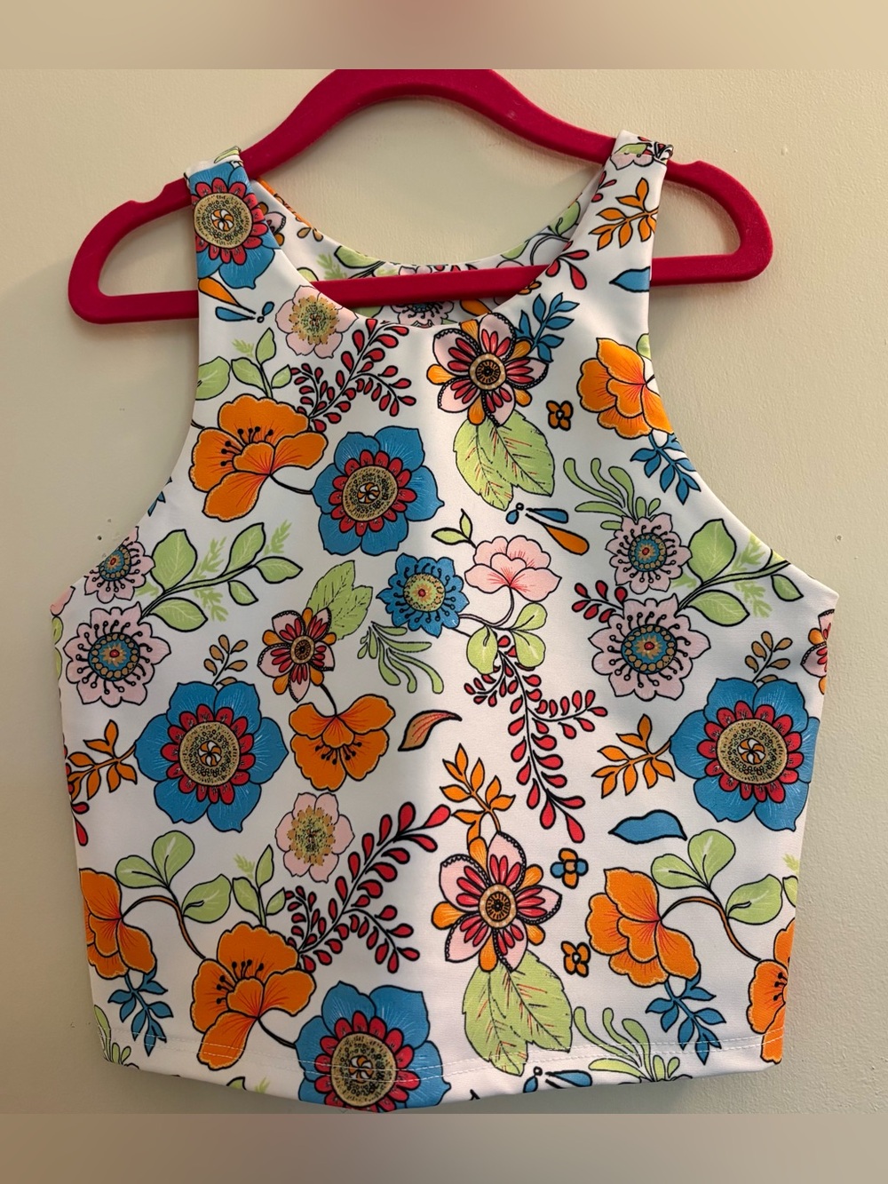 Becco Floral Crop Tank Top - Bright Multicolor